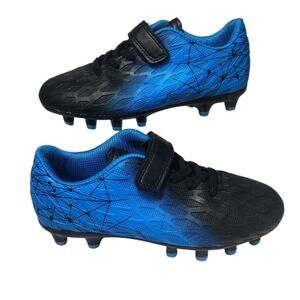 Brooman Boys Size 1 Blue Black Cleats Lace Up Round Toe Soccer Athletic Shoes